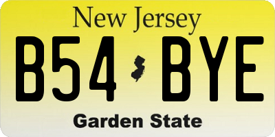 NJ license plate B54BYE