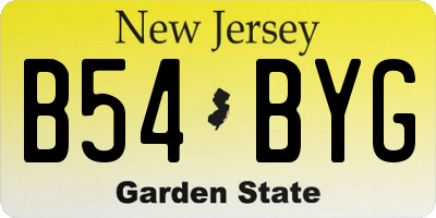 NJ license plate B54BYG
