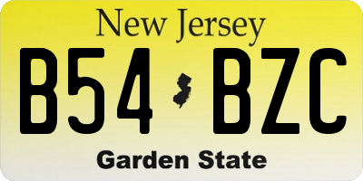 NJ license plate B54BZC