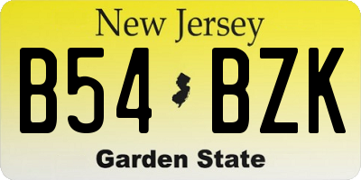 NJ license plate B54BZK