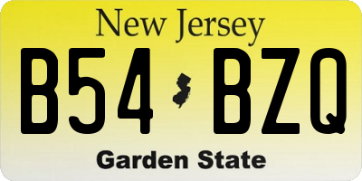 NJ license plate B54BZQ