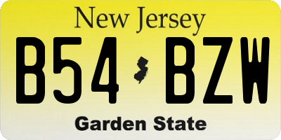 NJ license plate B54BZW