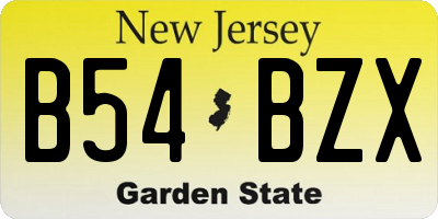 NJ license plate B54BZX