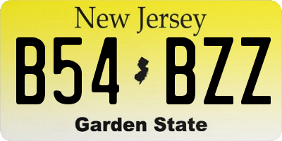 NJ license plate B54BZZ