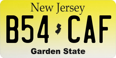 NJ license plate B54CAF