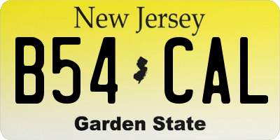 NJ license plate B54CAL