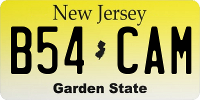 NJ license plate B54CAM