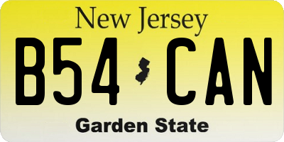 NJ license plate B54CAN