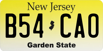 NJ license plate B54CAO