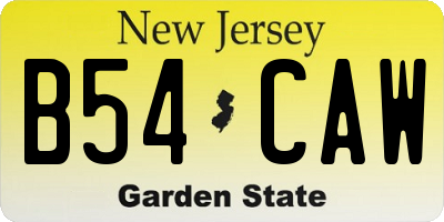 NJ license plate B54CAW