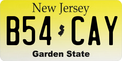 NJ license plate B54CAY