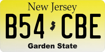 NJ license plate B54CBE