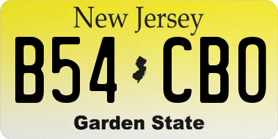 NJ license plate B54CBO