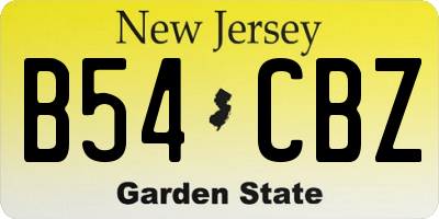 NJ license plate B54CBZ