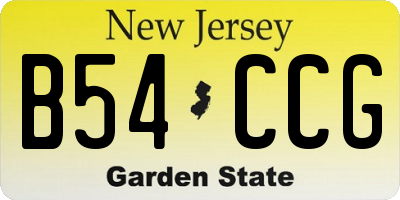 NJ license plate B54CCG