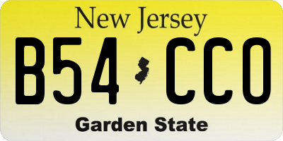 NJ license plate B54CCO