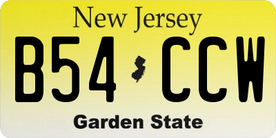 NJ license plate B54CCW
