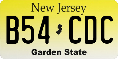 NJ license plate B54CDC