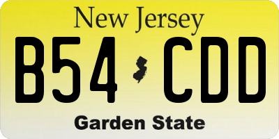 NJ license plate B54CDD