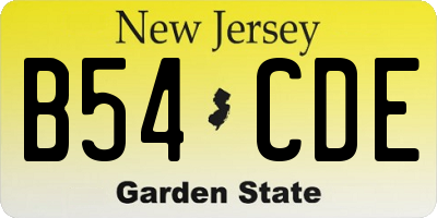NJ license plate B54CDE