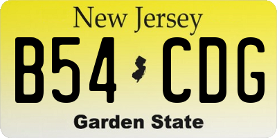 NJ license plate B54CDG