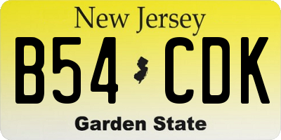 NJ license plate B54CDK