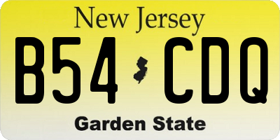 NJ license plate B54CDQ