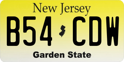 NJ license plate B54CDW