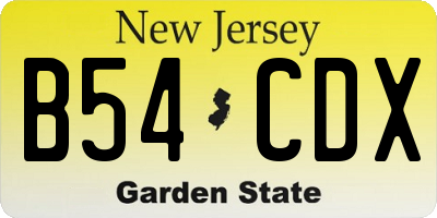 NJ license plate B54CDX