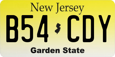NJ license plate B54CDY