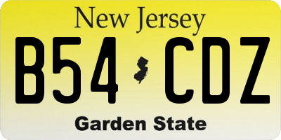 NJ license plate B54CDZ