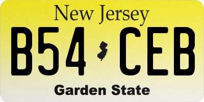 NJ license plate B54CEB