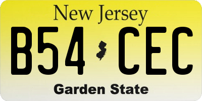 NJ license plate B54CEC