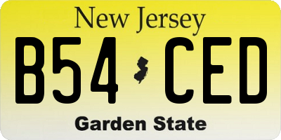 NJ license plate B54CED