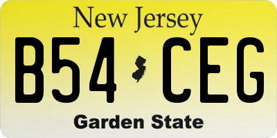 NJ license plate B54CEG