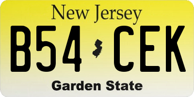 NJ license plate B54CEK