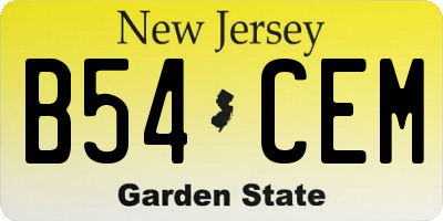 NJ license plate B54CEM