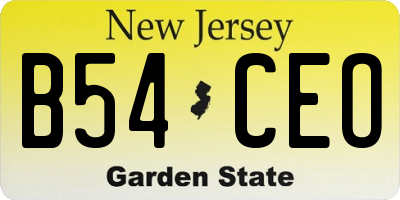 NJ license plate B54CEO