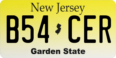 NJ license plate B54CER