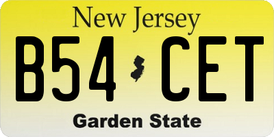 NJ license plate B54CET