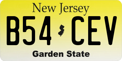 NJ license plate B54CEV