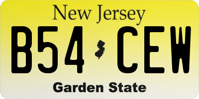 NJ license plate B54CEW