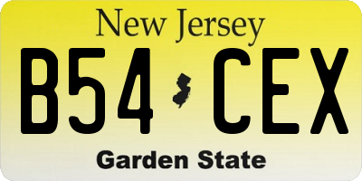 NJ license plate B54CEX