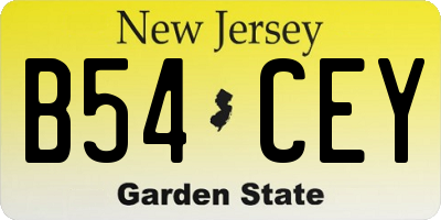 NJ license plate B54CEY