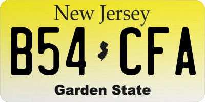 NJ license plate B54CFA