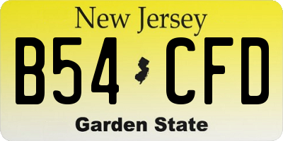 NJ license plate B54CFD