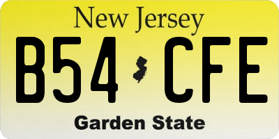 NJ license plate B54CFE