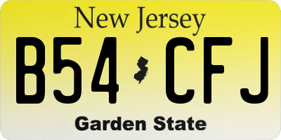 NJ license plate B54CFJ
