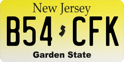NJ license plate B54CFK