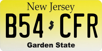 NJ license plate B54CFR